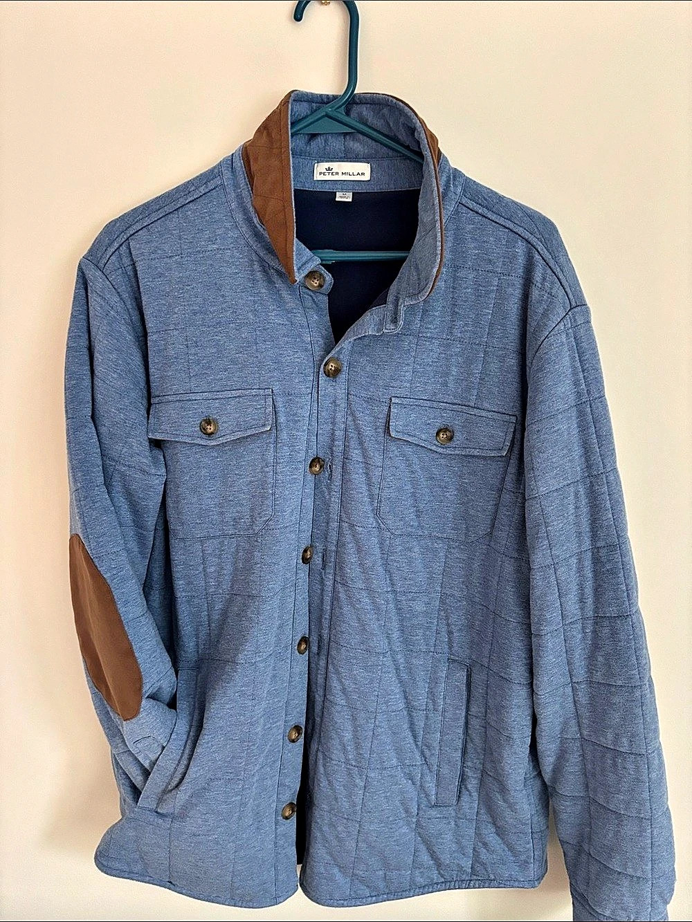 Peter Millar Quilted Checkered Jacket in Blue Size Medium